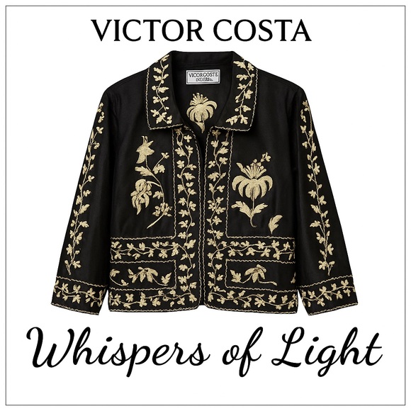 Size-L Whispers of Light Closet /Victor Costa Rare Embroidered Statement Jacket - Picture 4 of 16